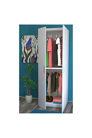 Bahar Giyinme Dolabı - Çok Amaçlı Dolap - Gardırop 60 Cm-2 Kapaklı