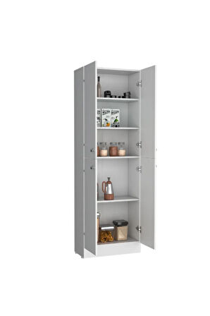 Feza Çok Amaçlı Dolap,5 Raflı, 4 Kapaklı Mutfak Dolabı Kiler Dolabı Banyo Dolabı-60cm