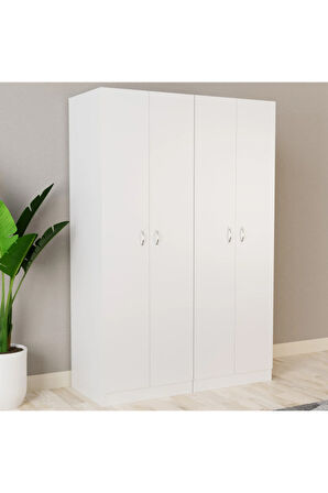 Gümüş Giyinme Dolabı - Çok Amaçlı Dolap - Gardırop 180 Cm-4 Kapaklı