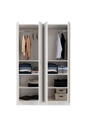Gümüş Giyinme Dolabı - Çok Amaçlı Dolap - Gardırop 180 Cm-4 Kapaklı