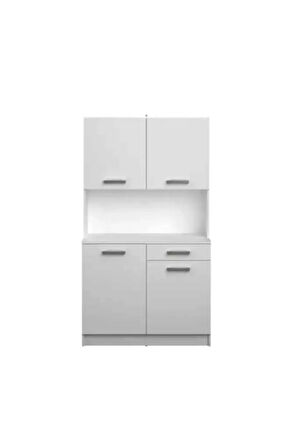 Arslan Çok Amaçlı Dolap-Mikrodalga-Erzak-Airfryer-Mutfak-Kiler Dolabı-Kahve Köşesi-Beyaz-100CM
