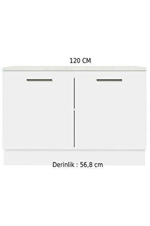 İndu Mutfak Alt Modül 120 cm-Çok Amaçlı Dolap- Tezgah Dahil