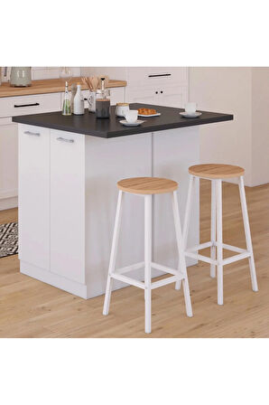 Melo Mutfak Adası- Çok Amaçlı Dolap-Erzak-Mutfak-Kiler Dolabı-Kahve Köşesi-Beyaz-115 cm-Çift Taraflı