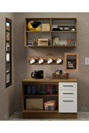 Milot Çok Amaçlı Dolap-Mikrodalga-Erzak-Airfryer-Mutfak-Kiler Dolabı-Kahve Köşesi-Beyaz-120 cm