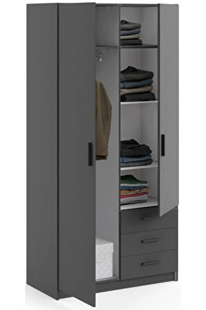 Mimoza Giyinme Dolabı - Çok Amaçlı Dolap - Gardırop 90 Cm-2 Kapaklı-3 Çekmeceli