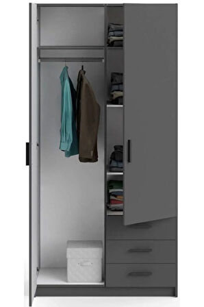 Mimoza Giyinme Dolabı - Çok Amaçlı Dolap - Gardırop 90 Cm-2 Kapaklı-3 Çekmeceli