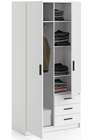 Mimoza Giyinme Dolabı - Çok Amaçlı Dolap - Gardırop 90 Cm-2 Kapaklı-3 Çekmeceli