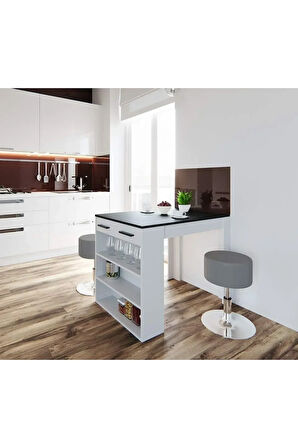 Infınıty Mutfak Adası Mutfak Masası Beyaz-Antrasit-120 cm