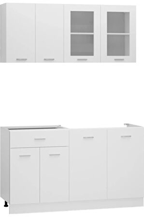 Persephone Hazır Mutfak Dolabı-Çok Amaçlı Dolap 140 cm Beyaz Ve Beyaz Tezgah Dahil