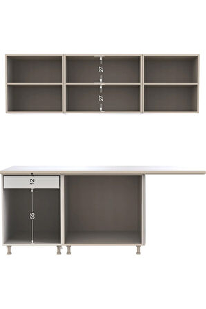 Patos Hazır Mutfak Dolabı 200 Cm -Beyaz Laminat Tezgah Dahil-Bulaşık Makinesi Yeri Mevcut