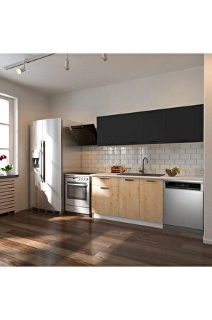 Patos Hazır Mutfak Dolabı 200 Cm -Beyaz Laminat Tezgah Dahil-Bulaşık Makinesi Yeri Mevcut