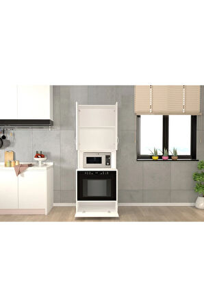 Sybil Çok Amaçlı Dolap-Mikrodalga-Erzak-Airfryer-Mutfak-Kiler Dolabı-Kahve Köşesi-Beyaz