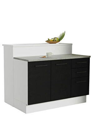 Victor Mutfak Adası Alt Modül 120 cm- Tezgah Dahil-Çok Amaçlı Dolap-Alt Modül-2 Kapaklı 3 Çekmeceli