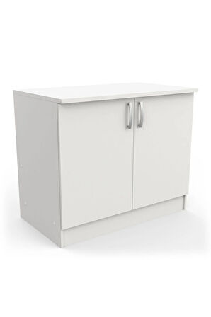 Zambak Mutfak 2 Kapaklı- Alt Modül -90 cm - Çok Amaçlı Dolap -Beyaz-Tezgah Dahil
