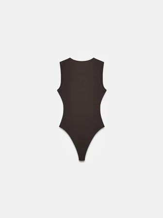 V Yaka Bodysuit-Kahve