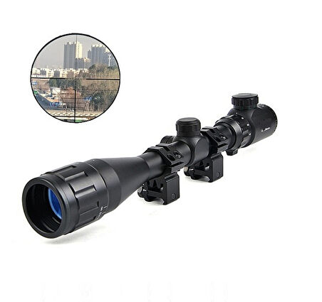 4-12x40 Aoeg Dürbün Mil Dot Kırmızı - Yeşil Lens Koruyucu