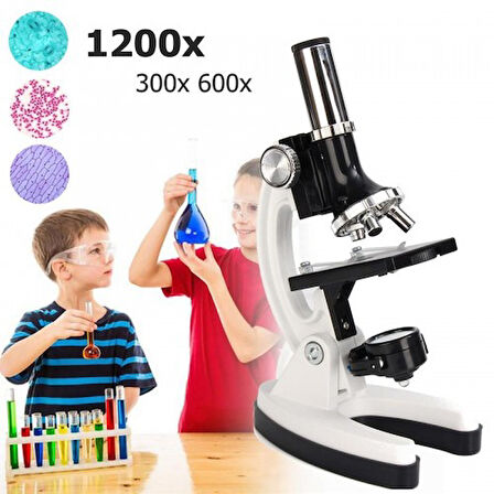 Mikroskop Taşınabilir Set 28 Parça Eğitim Mikroskop Kiti 300X 600X Ve 1200X Çocuklara