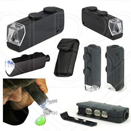 Mini 60X 100X Zoom Lens Odak Takı Led Cep Mikroskop Büyüteç