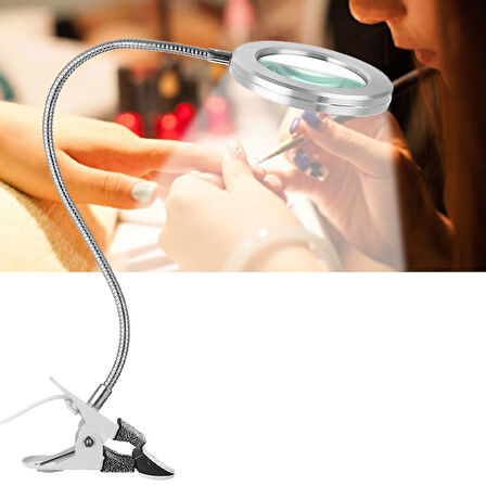 8X Büyütmeli Mandallı Usb Girişli Masa Lambalı Okuma Ve Güzellik Salon Için Büyüteç 2088A