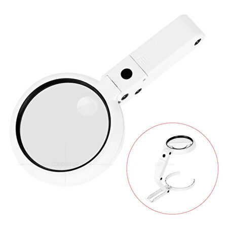 Usb Şarj Edilebilir Katlanabilir 3.5 - 10X Büyüteç 8 Ledli Masa Ve Eliçin Büyüteç FS90RC