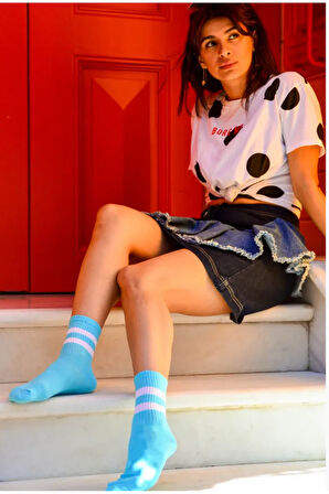 Unisex Çizgili Atletik Tenis Kolej Çorap