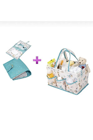 2 li Set Bebek Bakım ve Alt bakım Çantası Organizer Düzenleyici