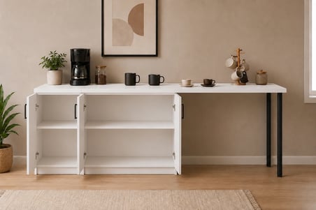 Bal Mutfak Adası - 3 Kapaklı-Çok Amaçlı Dolap-Alt Modül-Kiler - 250 cm