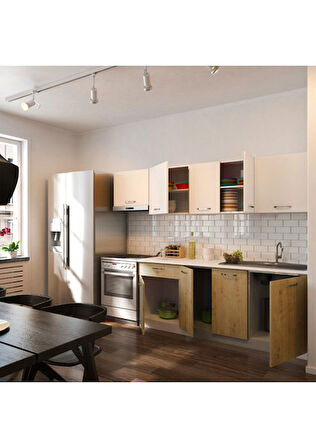 Tdesigno Nisa Hazır Mutfak Dolabı 260 Cm - Tezgah Dahil