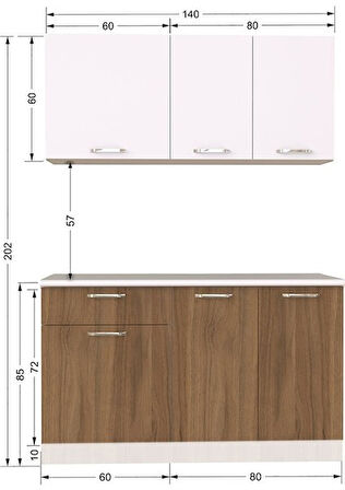 Tdesigno Imge Hazır Mutfak Dolabı 140 Cm – Tezgah Dahil