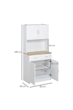 Harmonia Çok Amaçlı Dolap-Mikrodalga-Erzak-Airfryer-Mutfak-Kiler Dolabı-Kahve Köşesi-Beyaz-80 cm