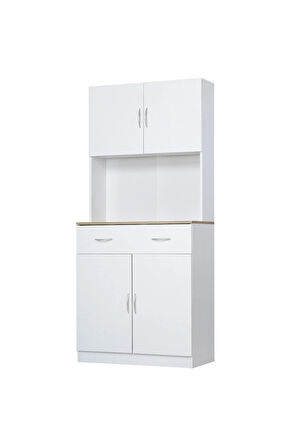 Harmonia Çok Amaçlı Dolap-Mikrodalga-Erzak-Airfryer-Mutfak-Kiler Dolabı-Kahve Köşesi-Beyaz-80 cm