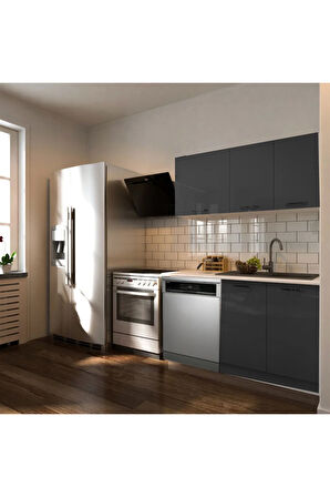 Hima Hazır Mutfak Dolabı – 140 Cm- Parlak--Beyaz Laminat Tezgah Dahil-Bulaşık Makinesi Yeri Mevcut