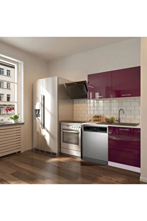 Manza Hazır Mutfak Dolabı 120cm - Parlak-Beyaz Laminat Tezgah Dahil-Bulaşık Makinesi Yeri Mevcut