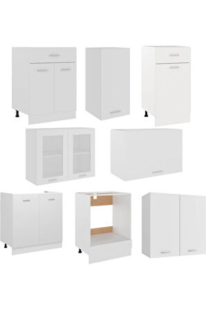 Persephone Hazır Mutfak Dolabı-Çok Amaçlı Dolap 230 cm Beyaz Ve Beyaz Tezgah Dahil