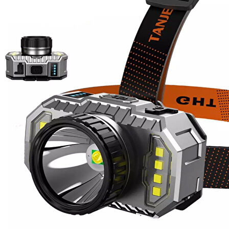 PeakStar PS-010 800 Lümen Zoomlu Şarj Göstergeli Cob LED Usb li Şarjlı Kafa Lambası