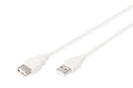 USB 2.0 Uzatma Kablosu, USB A, Erkek - USB A Dişi, AWG 28, 1.8 metre, USB 2.0 uyumlu, UL, bej renk