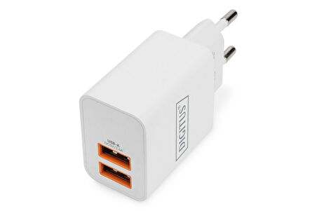 DIGITUS USB Charger 2x USB-A 15W, 2x 2,4A, white
