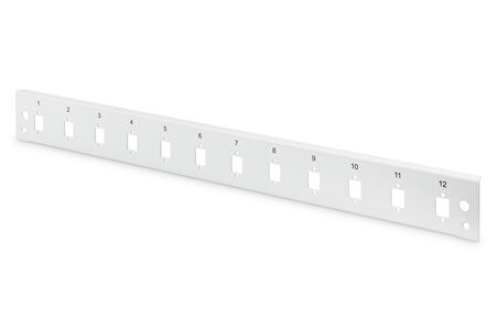 Digitus DN-96200-QL Sürgülü Boş Fiber Optik Sonlandırma Kutusu için Ön Panel, Kilit Mekanizmalı, 12 x LC Duplex SC Simplex, E2000 Simplex Dikey, 1U, Vernikli Çelik Sac, Gri Renk (RAL 7035)&lt;br&gt;
D