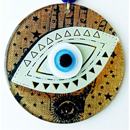 Nazar Boncuklu Göz Desenli Füzyon Cam Duvar Süsü
