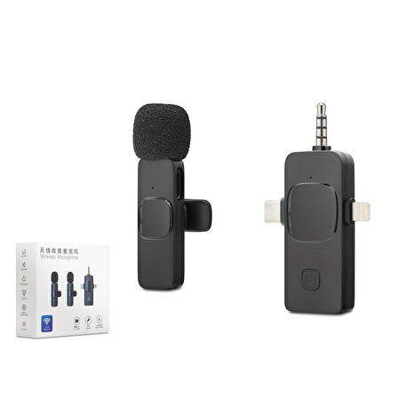 Kablosuz Mikrofon 3.5 Mm + Type-C + Lıghtnıng Siyah HDX2781