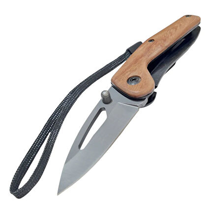 Taktik Çakı Küçük Paslanmaz Çelik Ahşap Sap 15 Cm