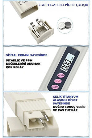 Tds Su Kalite Test Ölçüm Cihazı Saflık Ölçer