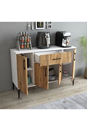 Tyche Çok Amaçlı Dolap-Mikrodalga-Erzak-Airfryer-Mutfak-Kiler Dolabı-Kahve Köşesi-Beyaz-120 cm