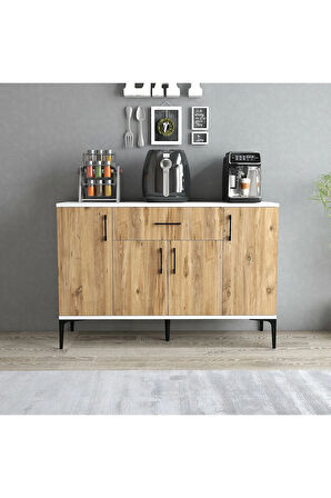 Tyche Çok Amaçlı Dolap-Mikrodalga-Erzak-Airfryer-Mutfak-Kiler Dolabı-Kahve Köşesi-Beyaz-120 cm