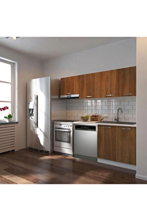 Ulza Hazır Mutfak Dolabı 200 Cm –Beyaz Laminat Tezgah Dahil-Bulaşık Makinesi Yeri Mevcut-Mat