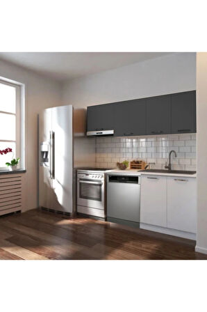 Ulza Hazır Mutfak Dolabı 200 Cm –Beyaz Laminat Tezgah Dahil-Bulaşık Makinesi Yeri Mevcut-Mat