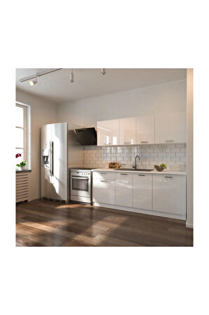 Ulza Hazır Mutfak Dolabı 200 Cm –Beyaz Laminat Tezgah Dahil-Bulaşık Makinesi Yeri Mevcut-Mat