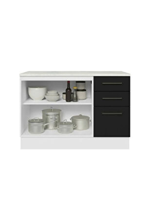 Yale Mutfak Alt Modül 3 Çekmeceli -2 Kapaklı-120 Cm -tezgah Dahil