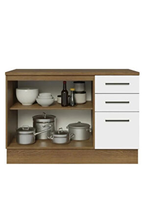 Yale Mutfak Alt Modül 3 Çekmeceli -2 Kapaklı-120 Cm -tezgah Dahil