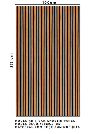 Mdf Ahşap Akustik Duvar Paneli 100x280 Cm ( Teak )
